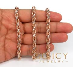 10k rose two tone gold prism cut rope chain 20-26
