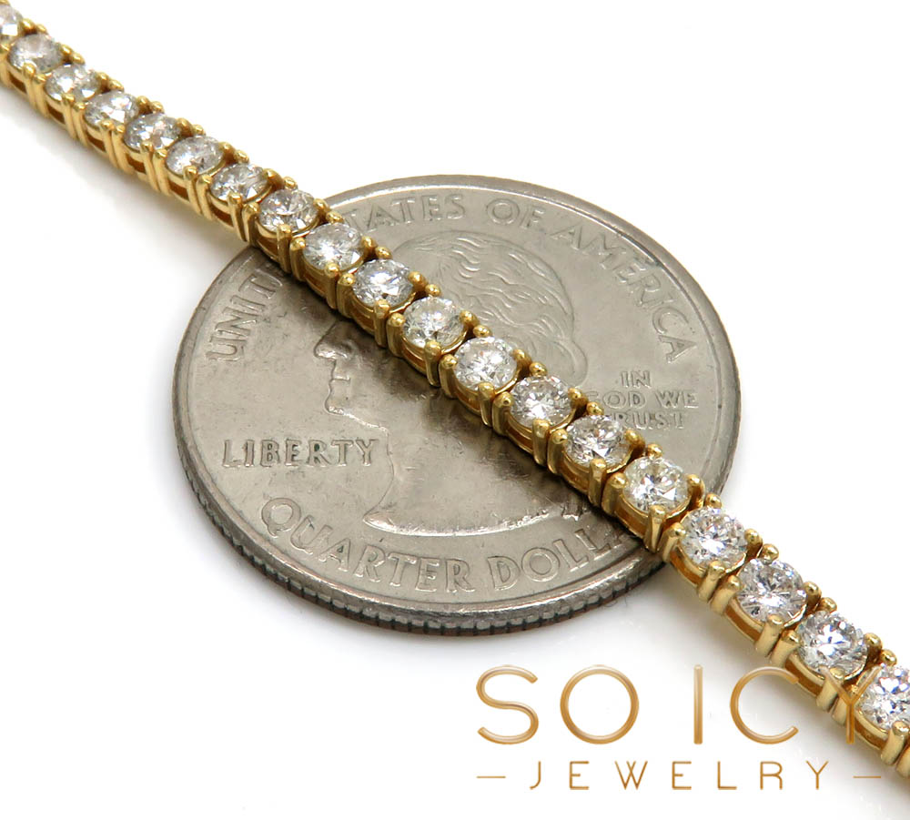 14k yellow gold round 8 pointer diamond tennis chain 18-26