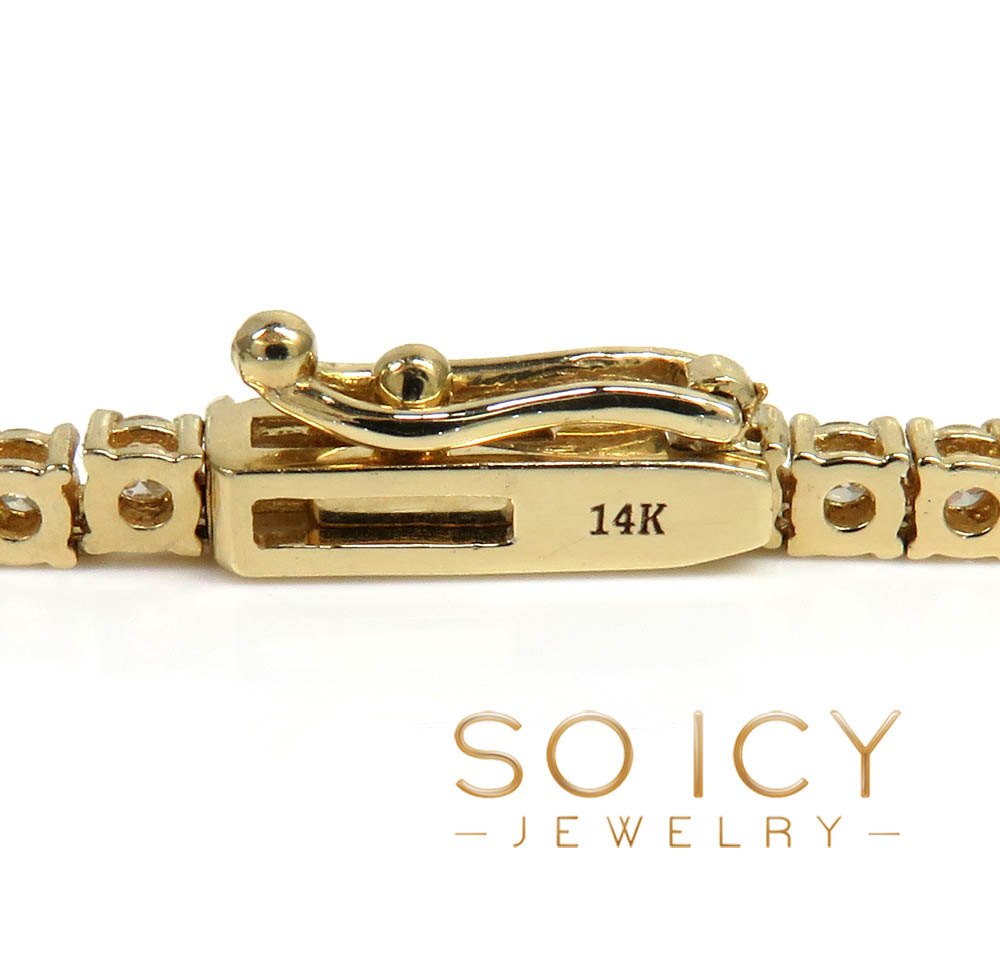 14k yellow gold round 8 pointer diamond tennis chain 18-26