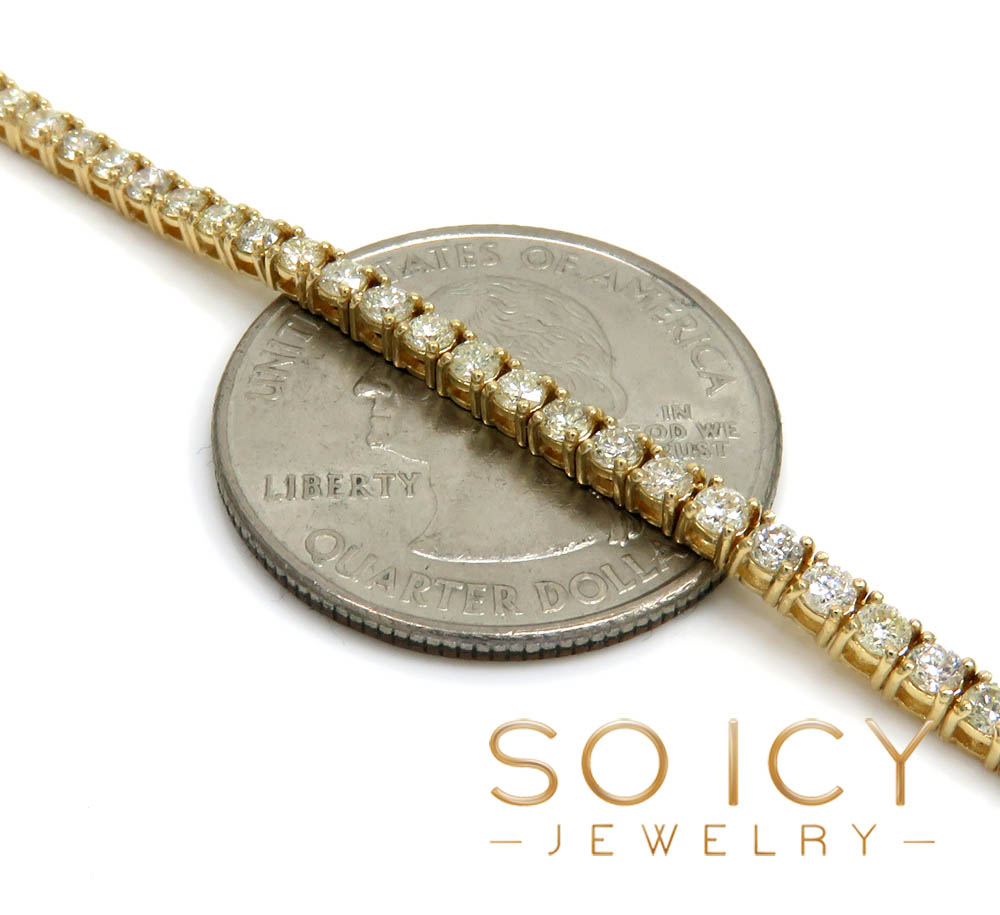 14k yellow gold round 5 pointer diamond tennis chain 20-24