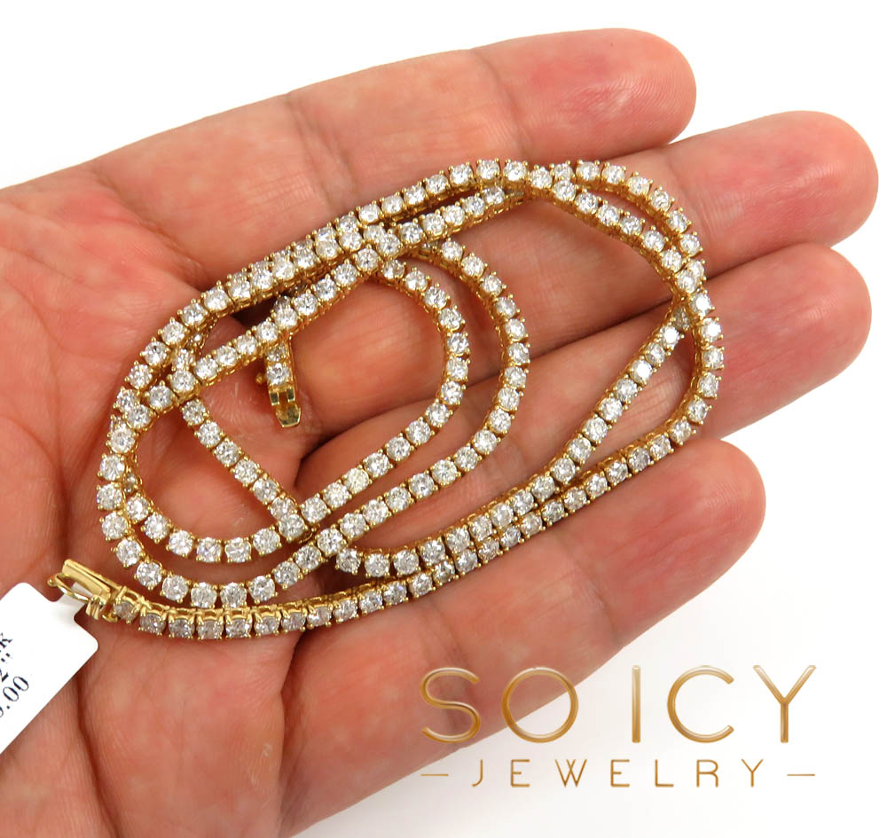 14k yellow gold round 5 pointer diamond tennis chain 20-24