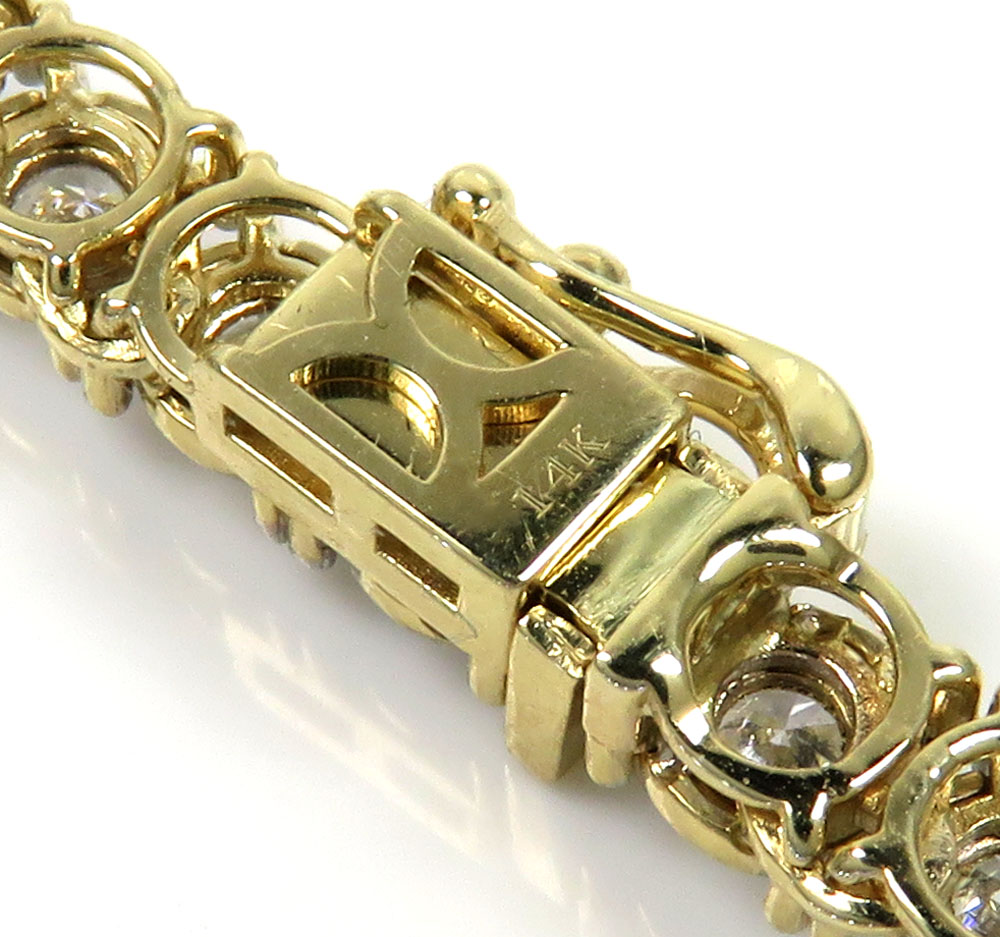 14k yellow gold round 7 pointer lab grown diamonds illusion tennis chain 4.50mm 8.50ct 16-26