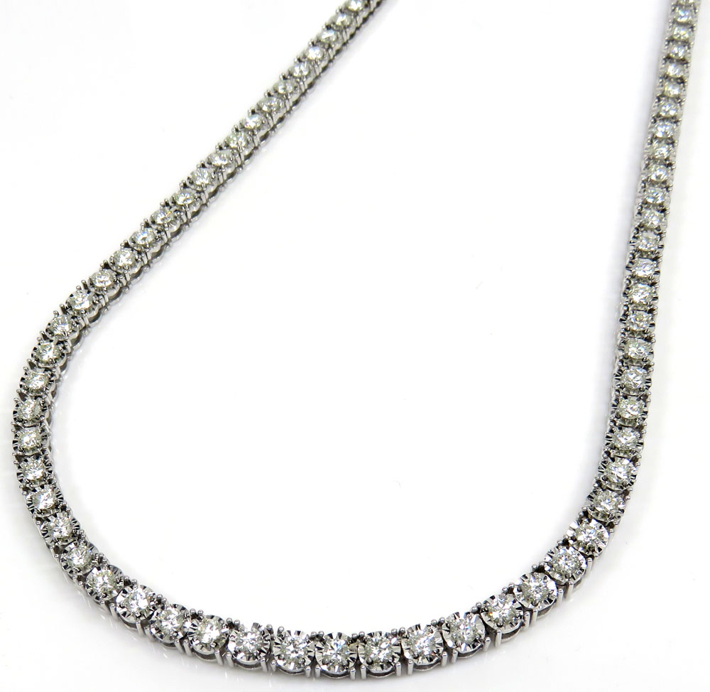 14k yellow gold round 7 pointer lab grown diamonds illusion tennis chain 4.50mm 8.50ct 16-26
