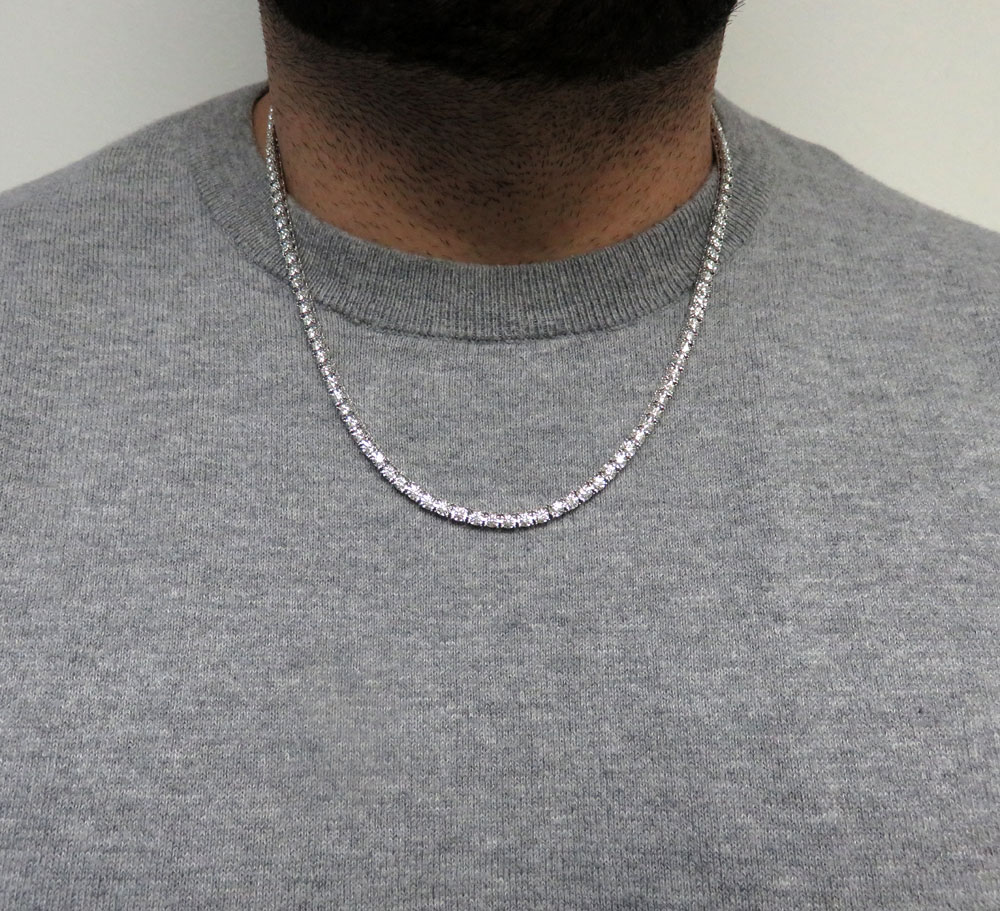 14k yellow gold round 7 pointer lab grown diamonds illusion tennis chain 4.50mm 8.50ct 16-26