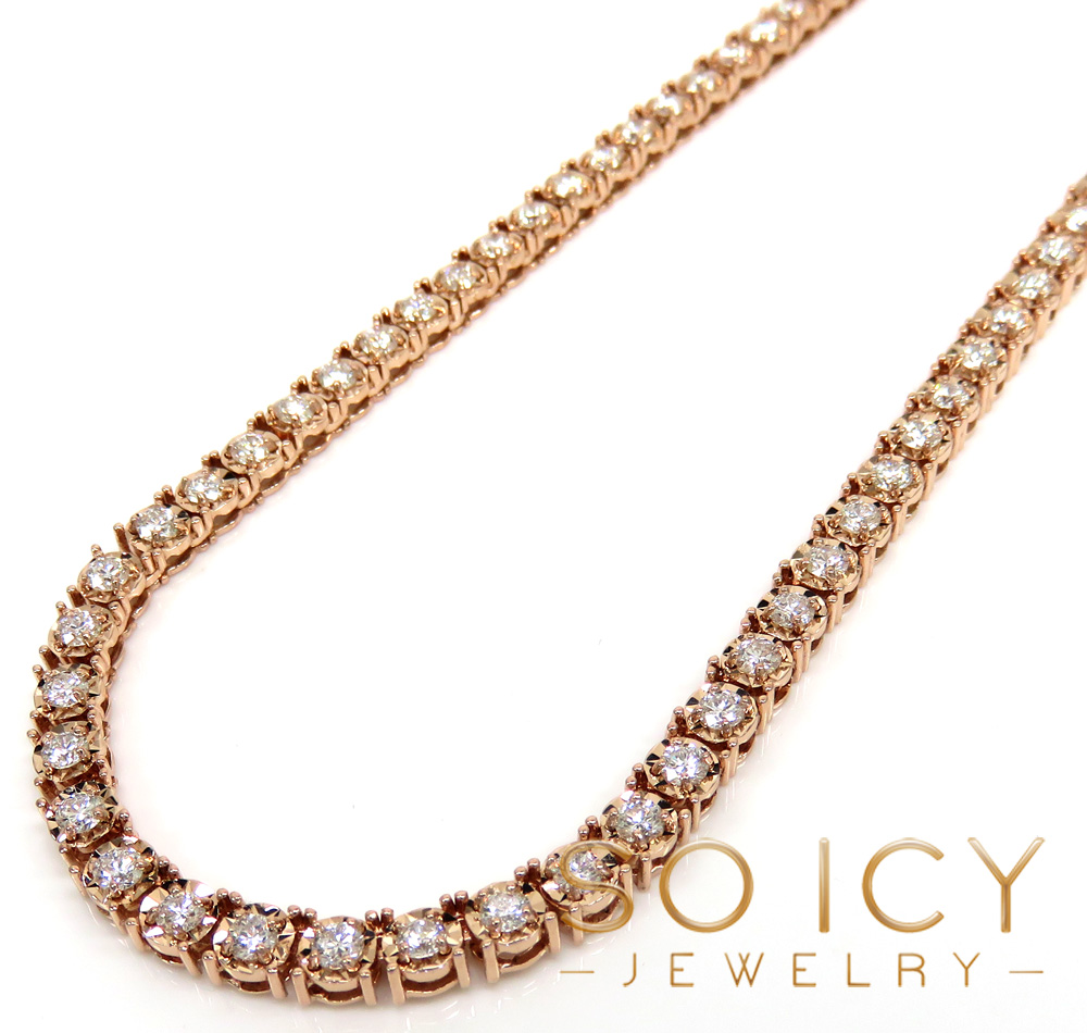 14k yellow gold round 7 pointer lab grown diamonds illusion tennis chain 4.50mm 8.50ct 16-26