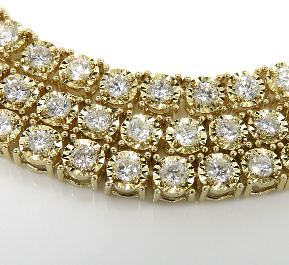 14k gold 5 pointer lab grown diamond illusion tennis chain 3.70mm 6.50ct 16-26