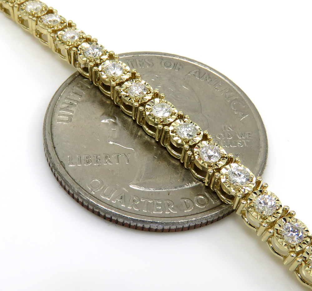 14k gold 5 pointer lab grown diamond illusion tennis chain 3.70mm 6.50ct 16-26