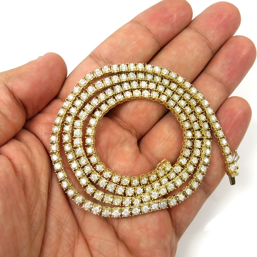 14k gold 5 pointer lab grown diamond illusion tennis chain 3.70mm 6.50ct 16-26