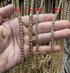 14k two tone gold prism cut semi-hollow franco chain 18-22