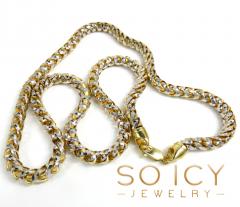 14k two tone gold prism cut semi-hollow franco chain 18-22