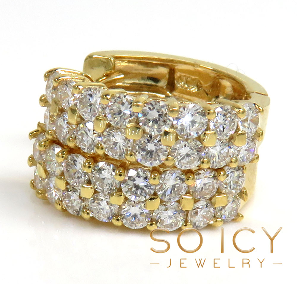 14k gold two row lab grown diamond huggie earrings 1.28ct