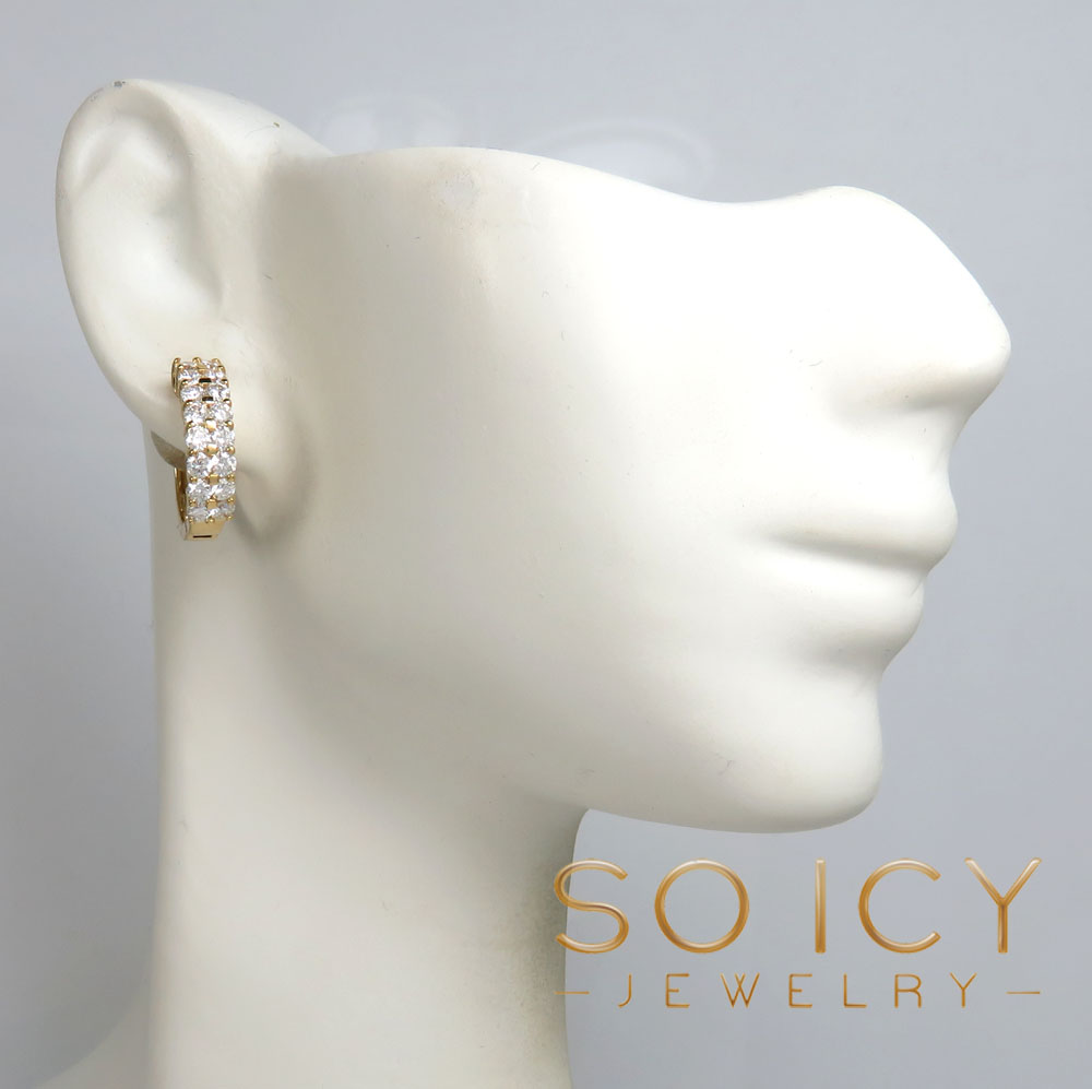 14k gold two row lab grown diamond huggie earrings 1.28ct - Image 5