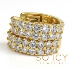 14k gold two row lab grown diamond huggie earrings 1.28ct