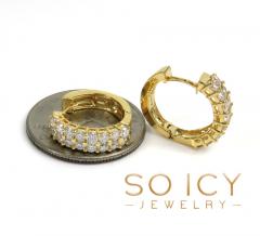 14k gold two row lab grown diamond huggie earrings 1.28ct