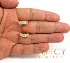 14k gold two row lab grown diamond huggie earrings 1.28ct