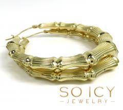 14k yellow gold xl hollow bamboo hoop earrings