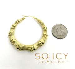 14k yellow gold xl hollow bamboo hoop earrings