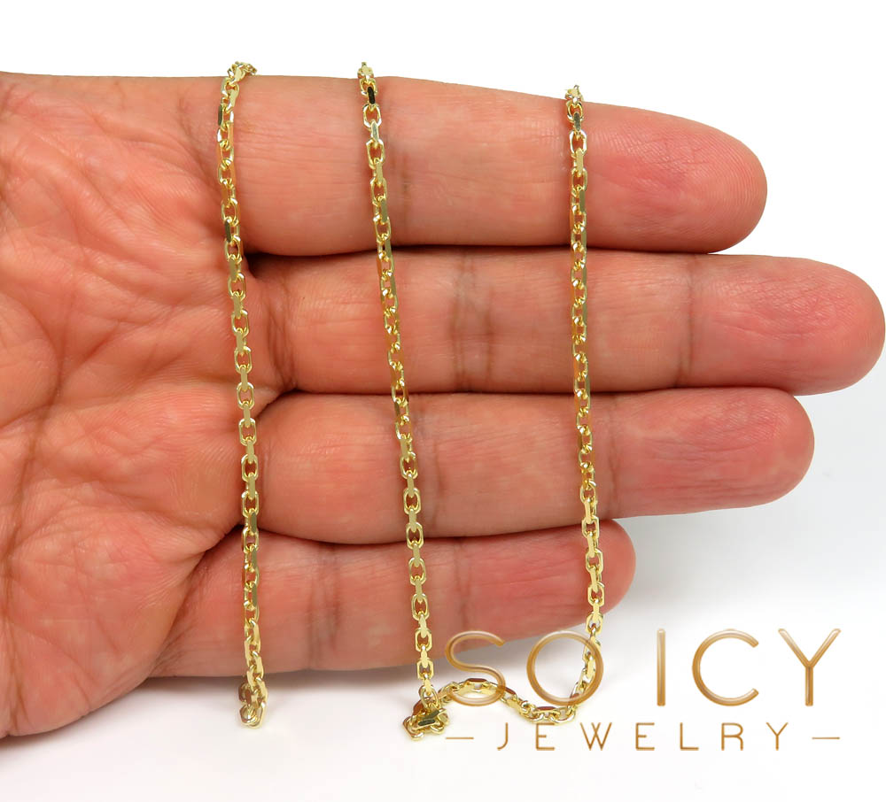 14k yellow gold solid thick cable box link chain 18-24