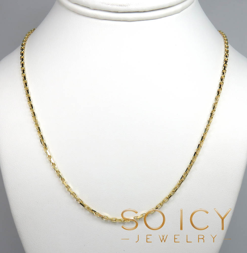 14k yellow gold solid thick cable box link chain 18-24