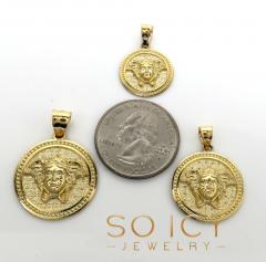 10k yellow gold small-large round medusa head pendant 