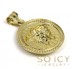 10k yellow gold small-large round medusa head pendant 