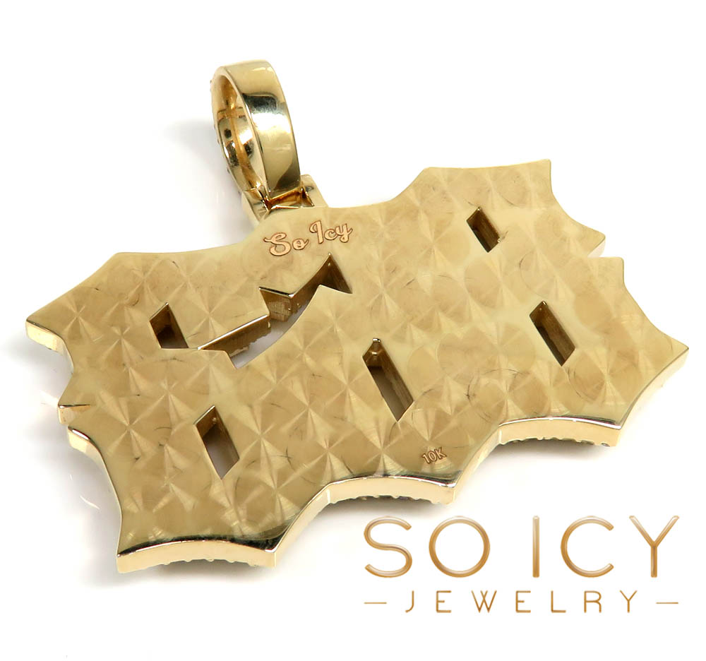 10k gold diamond layered gothic font pendant 6.10ct 
