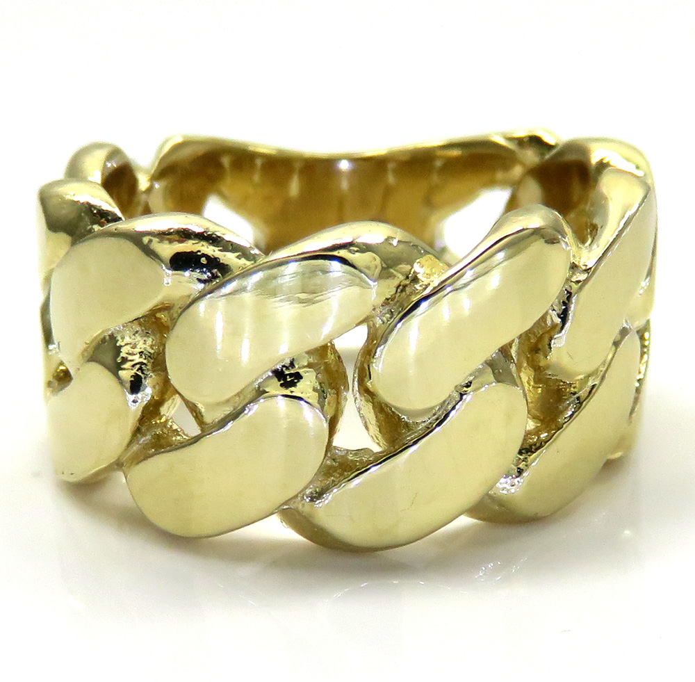 10k yellow gold solid xl flat 11mm cuban ring 