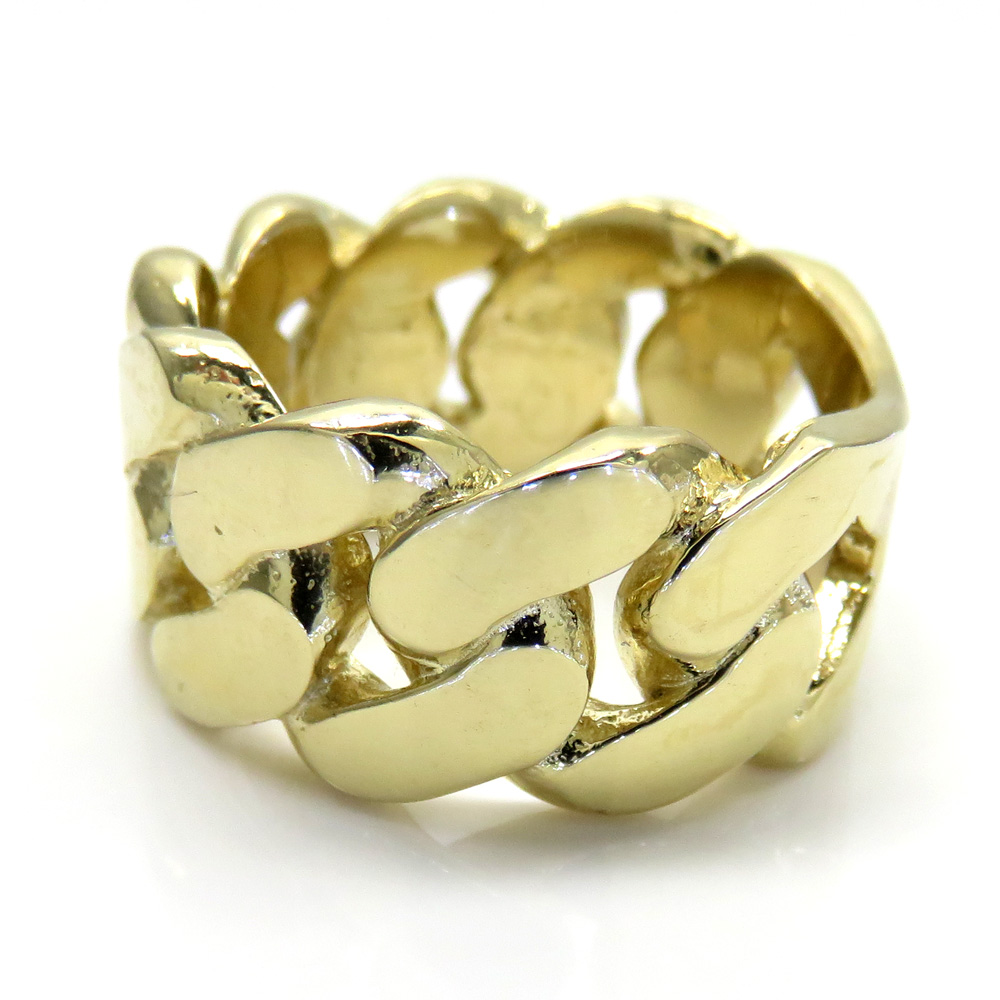 10k yellow gold solid xl flat 11mm cuban ring - Image 4