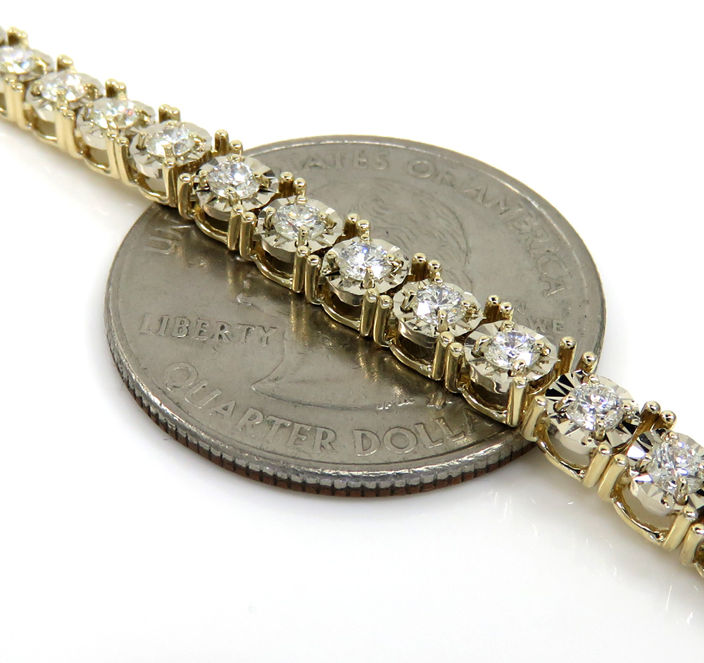 14k gold 5 pointer lab grown diamond illusion tennis bracelet 3.70mm 2.69ct