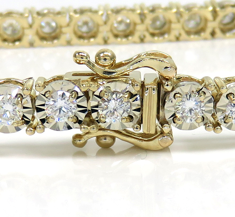 14k gold 5 pointer lab grown diamond illusion tennis bracelet 3.70mm 2.69ct