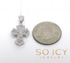 14k white gold round & baguette diamond mini cross 0.52ct