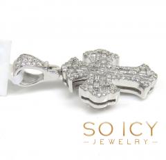 14k white gold round & baguette diamond mini cross 0.52ct