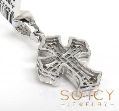 14k white gold round & baguette diamond mini cross 0.52ct