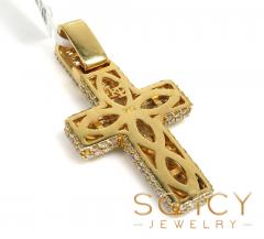 14k yellow gold round & baguette diamond cross 2.14ct