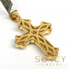 10k yellow gold round & baguette diamond cross 1.15ct