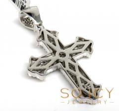 14k white gold round & baguette diamond cross 2.25ct