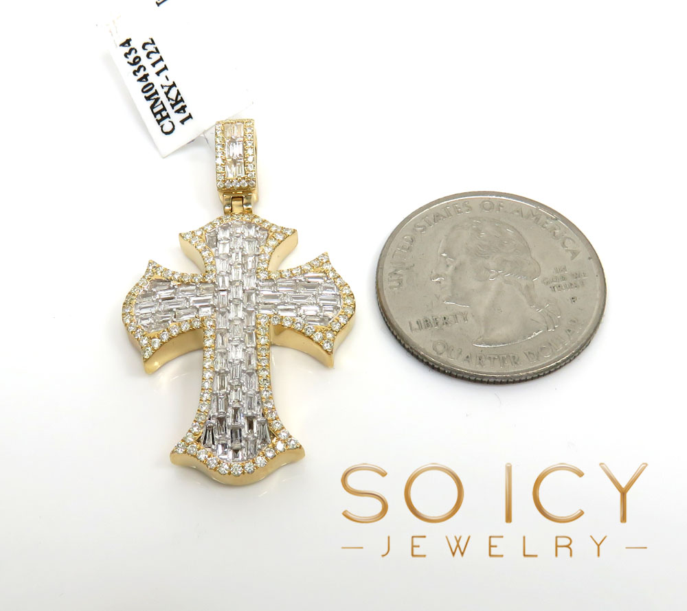 14k gold round & baguette diamond fate cross 1.80ct - Image 2