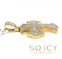 14k gold round & baguette diamond fate cross 1.80ct 