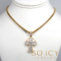 14k gold round & baguette diamond fate cross 1.80ct 