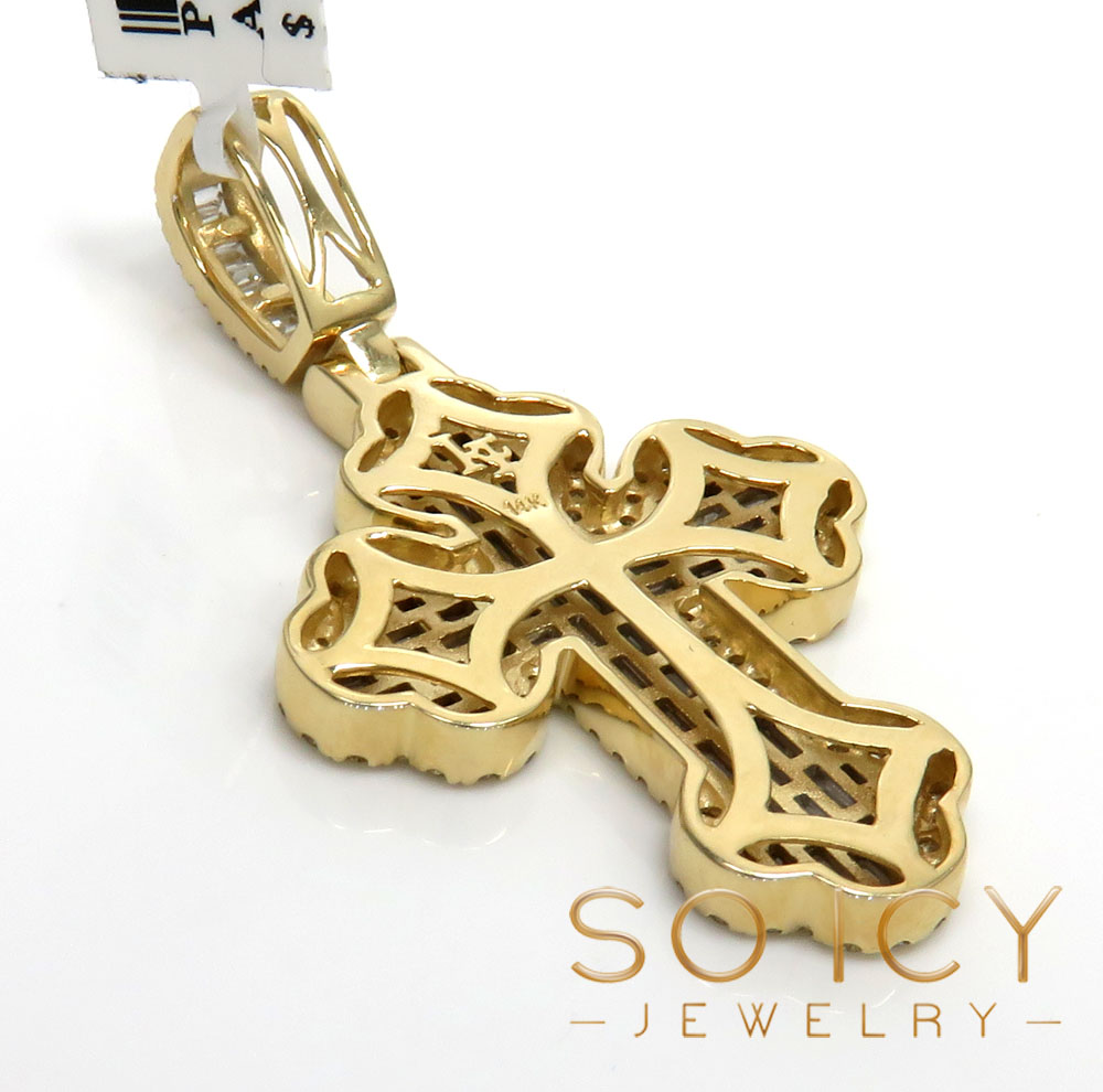 14k gold round & baguette diamond cross 1.90ct - Image 4
