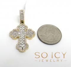 14k gold round & baguette diamond  cross 1.90ct 