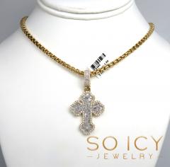 14k gold round & baguette diamond  cross 1.90ct 