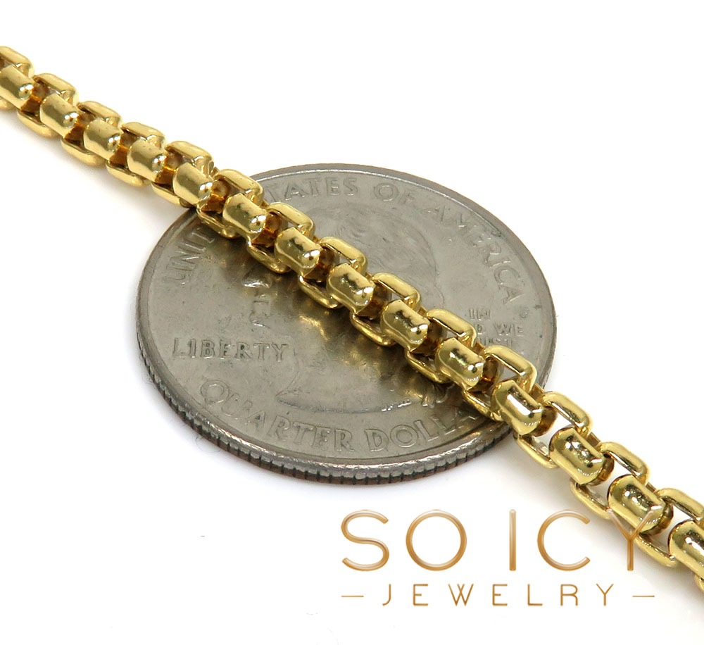 925 yellow or white sterling silver solid rounded box chain 18-24