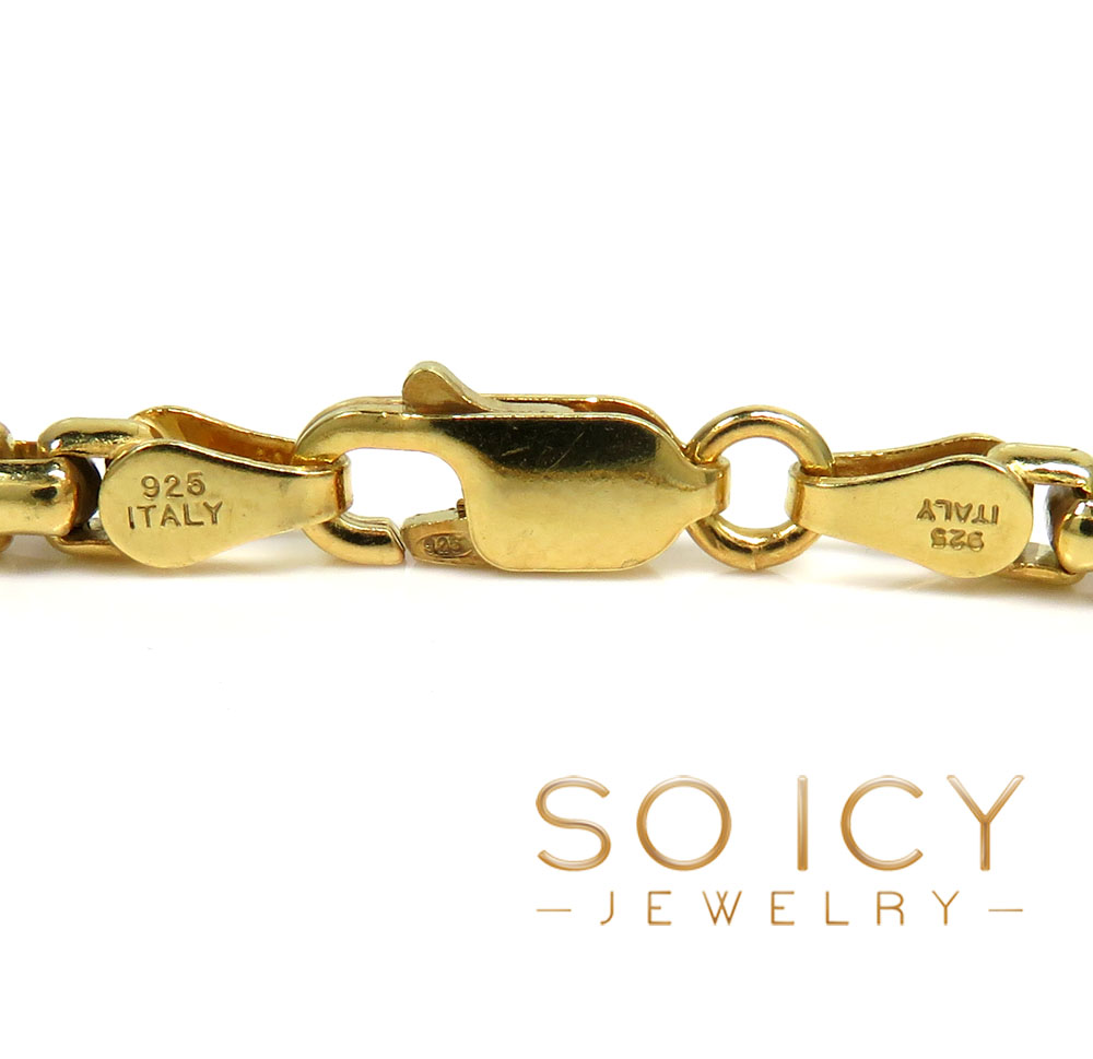 925 yellow or white sterling silver solid rounded box chain 18-24