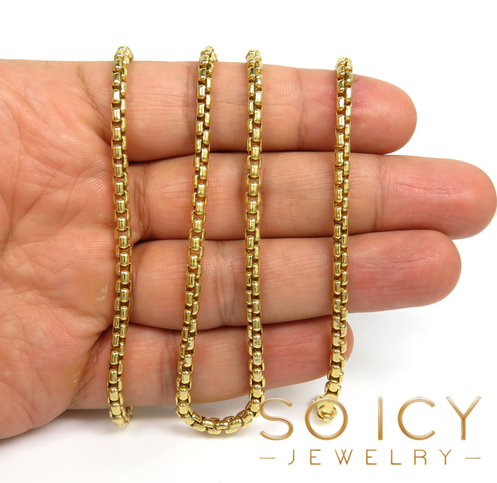 925 yellow or white sterling silver solid rounded box chain 18-24