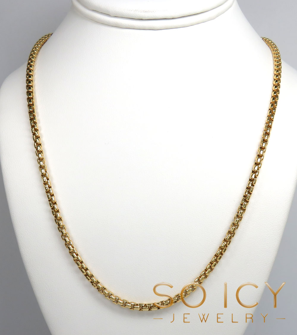 925 yellow or white sterling silver solid rounded box chain 18-24