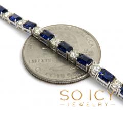 14k white gold round & emerald diamond sapphire bracelet 7.25
