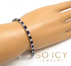 14k white gold round & emerald diamond sapphire bracelet 7.25