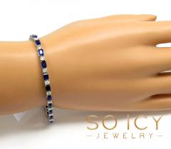 14k white gold round & emerald diamond sapphire bracelet 7.25