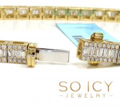 14k gold round & baguette diamond bracelet 7.50